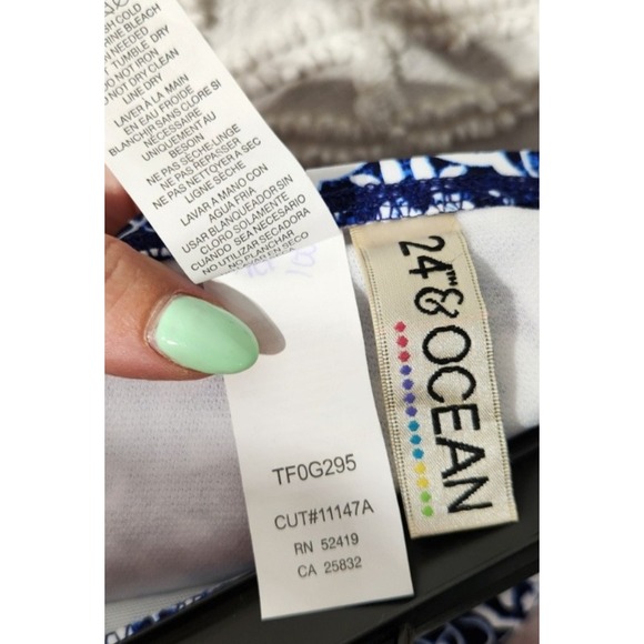 24th + Ocean Womens Bikini Bottoms Size XXL Blue White‎ Swimwear Geometric Beach - Picture 5 of 10